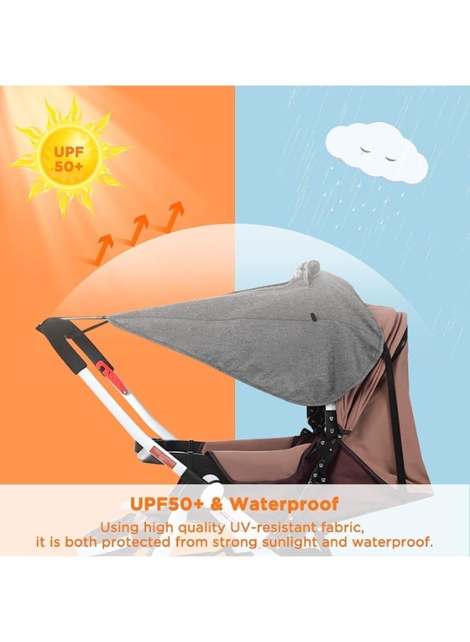 ChicAbode Universal Baby Sunshade, for Pram, Pushchair, Buggy and Carrycot Stroller Water Resistant Sun Sail, with UV Protection 50+ Up and Viewing Window Grey - Image 4